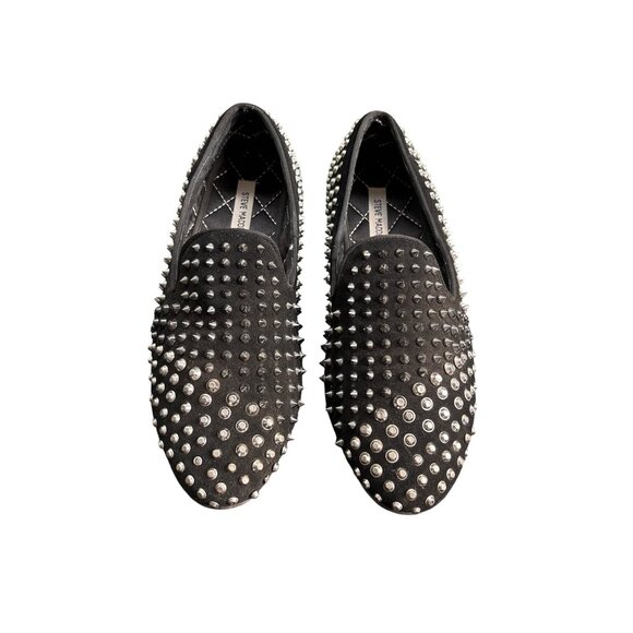 Steve Madden Men's Black Suede Silver Spiked Smoking Shoes Loafers 10 - Picture 1 of 8